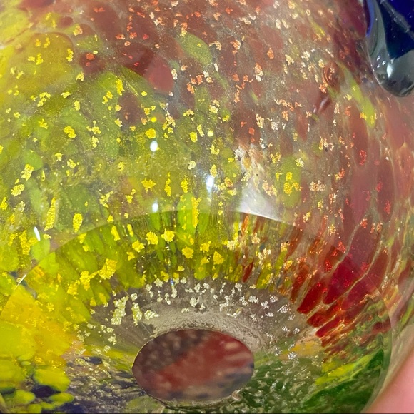 Vintage Rare Murano Glass SIGNED Puffer Fish Silver Speckled Art Glass Sculpture - Picture 14 of 15